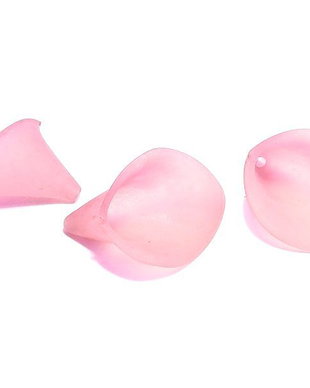 Margele din acril, frosted, floare, 25x18x17 mm, roz