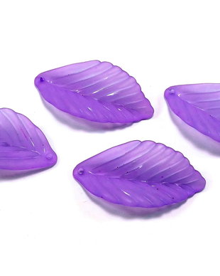 Pandantiv din acril, frosted, frunza, 36x18x3 mm