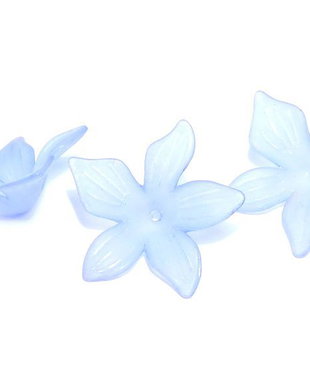 Margele din acril, frosted, floare, 27x7 mm, bleu