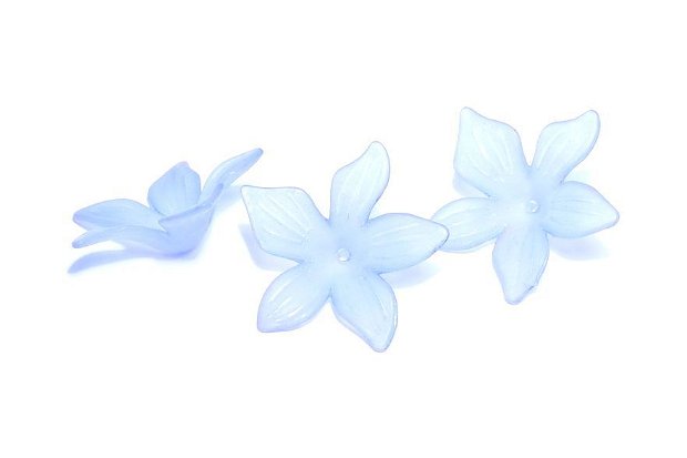 Margele din acril, frosted, floare, 27x7 mm, bleu