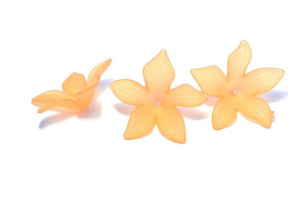 Margele din acril, frosted, floare, 27x7 mm, portocalii