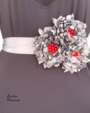 Brau/Cordon cu flori handmade/Curea cu flori textile/Centura rochie