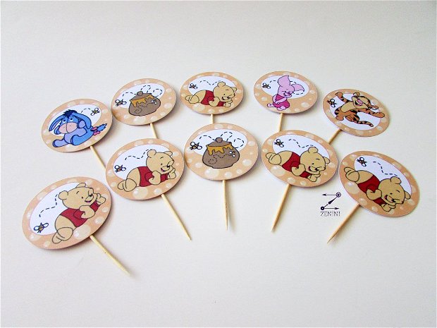 Toppers Winnie, cake toppers botez, cake toppers winnie the pooh, botez winnie, decoratiuni winnie, decor candy bar