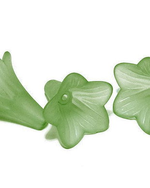 Margele din acril, frosted, floare, 20x20 mm, verzi
