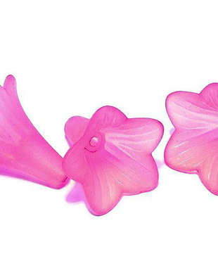 Margele din acril, frosted, floare, 20x20 mm, siclam