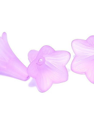Margele din acril, frosted, floare, 20x20 mm, roz