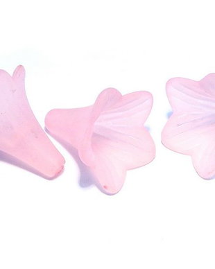 Margele din acril, frosted, floare, 20x20 mm, roz