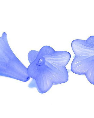 Margele din acril, frosted, floare, 20x20 mm, albastre