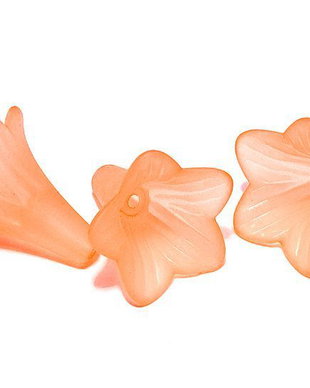 Margele din acril, frosted, floare, 20x20 mm, portocalii