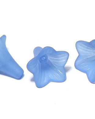 Margele din acril, frosted, floare, 20x20 mm, albastre