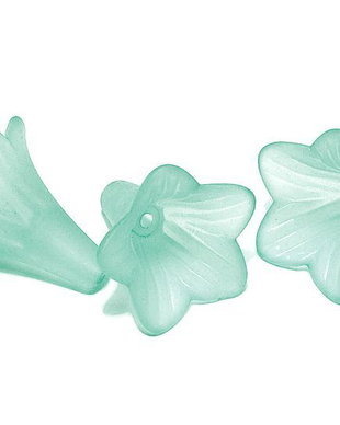 Margele din acril, frosted, floare, 20x20 mm, cyan