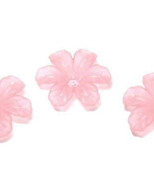 Margele din acril, frosted, floare, 30x9 mm, roz