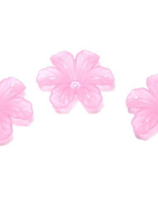 Margele din acril, frosted, floare, 30x9 mm, roz