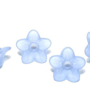 Margele din acril, frosted, floare, 9x4.5 mm, albastre