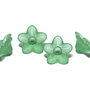Margele din acril, frosted, floare, 9x4.5 mm, verzi