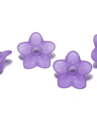Margele din acril, frosted, floare, 9x4.5 mm, mov