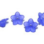 Margele din acril, frosted, floare, 9x4.5 mm, albastre