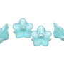 Margele din acril, frosted, floare, 9x4.5 mm, cyan