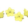 Margele din acril, frosted, floare, 9x4.5 mm, galbene