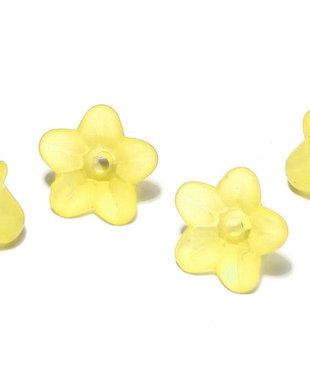 Margele din acril, frosted, floare, 9x4.5 mm, galbene