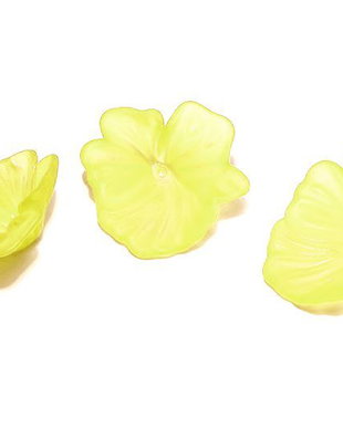 Margele din acril, frosted, floare, 30x9 mm, galbene