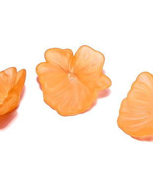 Margele din acril, frosted, floare, 30x9 mm, portocalii