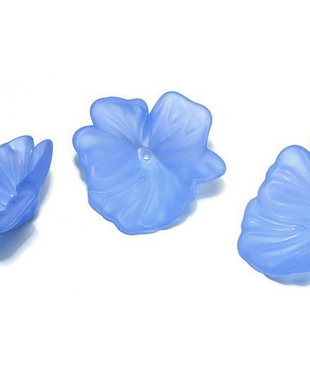 Margele din acril, frosted, floare, 30x9 mm, albastre