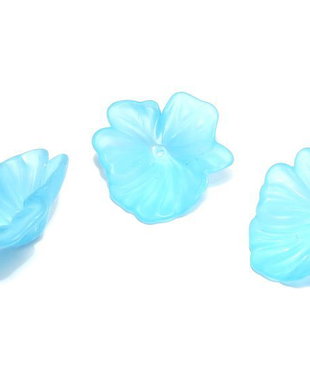 Margele din acril, frosted, floare, 30x9 mm, turcoaz