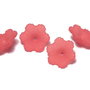 Margele din acril, frosted, floare, 11x4 mm, rosii