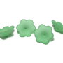 Margele din acril, frosted, floare, 11x4 mm, verzi