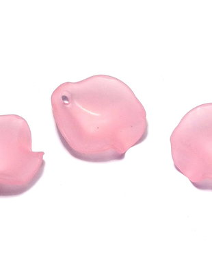 Pandantiv din acril, frosted, frunza, 15x15x4 mm, roz