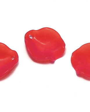 Pandantiv din acril, frosted, frunza, 15x15x4 mm, rosii