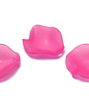 Pandantiv din acril, frosted, frunza, 15x15x4 mm, siclam