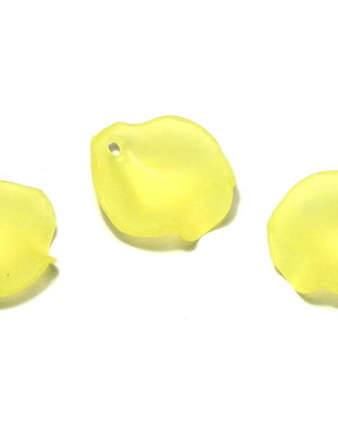 Pandantiv din acril, frosted, frunza, 15x15x4 mm, galbene