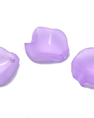 Pandantiv din acril, frosted, frunza, 15x15x4 mm, mov