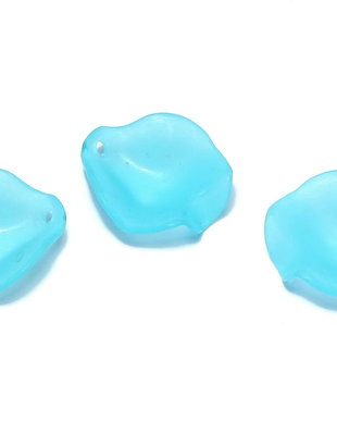 Pandantiv din acril, frosted, frunza, 15x15x4 mm, turcoaz