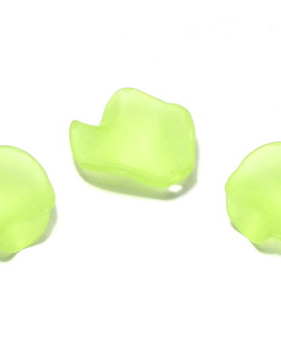 Pandantiv din acril, frosted, frunza, 15x15x4 mm, vernil