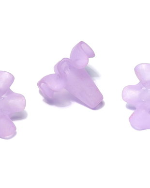 Margele din acril, frosted, floare, 18x20 mm, mov