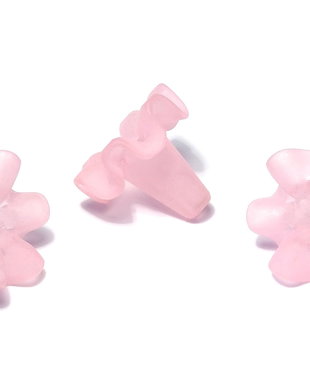 Margele din acril, frosted, floare, 18x20 mm, roz