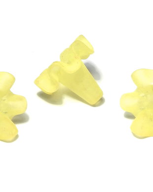 Margele din acril, frosted, floare, 18x20 mm, galbene