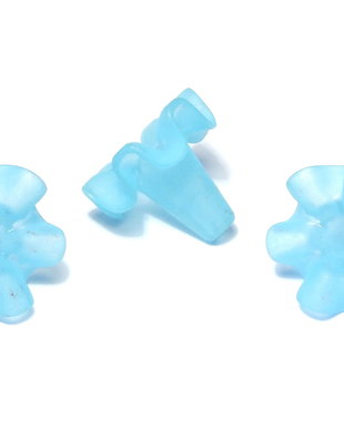 Margele din acril, frosted, floare, 18x20 mm, turcoaz