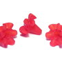 Margele din acril, frosted, floare, 18x20 mm, rosii