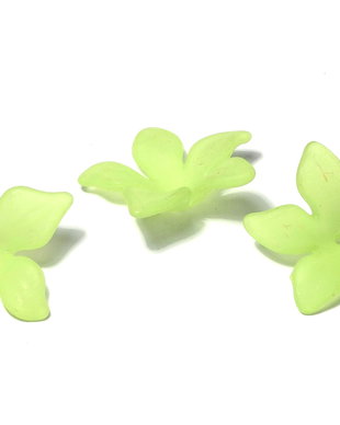 Margele din acril, frosted, floare, 29x27 mm, vernil