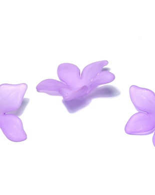 Margele din acril, frosted, floare, 29x27 mm, mov