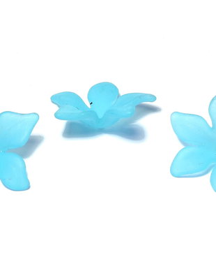 Margele din acril, frosted, floare, 29x27 mm, turcoaz