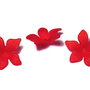 Margele din acril, frosted, floare, 29x27 mm, rosii