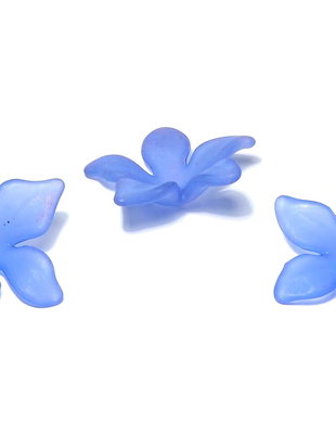 Margele din acril, frosted, floare, 29x27 mm, albastre