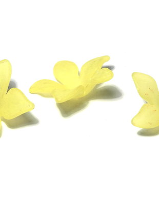 Margele din acril, frosted, floare, 29x27 mm, galbene