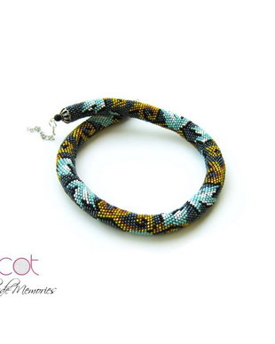 Colier crosetat cu margele de nisip-Turquoise leaves