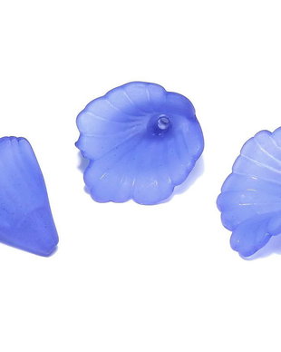 Margele din acril, frosted, floare, 20x20 mm, albastre